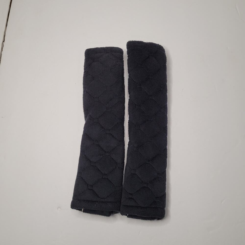 Comfortable Black Quilted Car Seat Belt Shoulder Pads (Set of 2) 9 inches